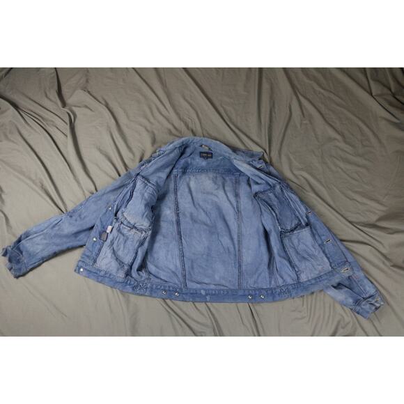 Vintage Calvin Klein Denim Jacket Women Medium Blue Tie Dye Blue Button Up - Picture 3 of 9